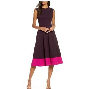ELIZA J Plum Sleeveless Fit & Flare Midi Dress